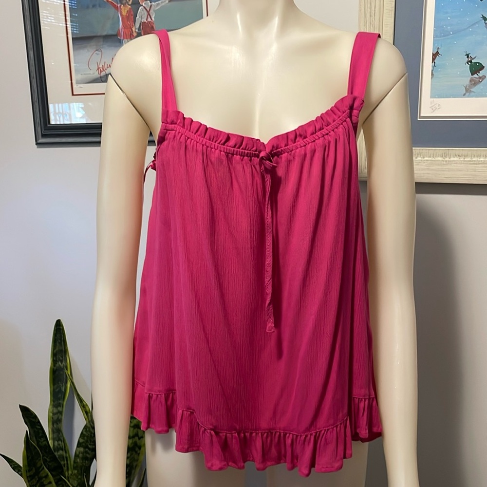 Cleo Fuchsia Ruffle Tank Top